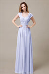 Cap Sleeves A-line Chiffon Floor-Length Bridesmaid Dresses