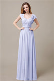 Cap Sleeves A-line Chiffon Floor-Length Bridesmaid Dresses