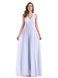 A-Line Sleeveless Pleats Chiffon Cheap Long Bridesmaid Dresses