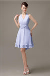 High-low Chiffon A-line Halter Short Bridesmaid Dresses