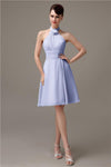 Halter Knee-length Chiffon A-line Short Bridesmaid Dresses