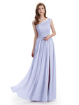 Elegant One Shoulder Side Slit Floor Lenght Bridesmaid Dresses