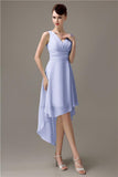 A-line Chiffon V-Neck High-Low Short Beach Bridesmaid Dresses