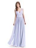 Simple Spaghetti Straps Chiffon A-line Sleeveless Floor-Length Bridesmaid Dresses