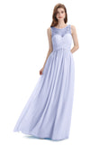 Elegant A-line Chiffon Sleeveless Long Bridesmaid Dresses