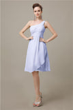 A-line Chiffon One Shoulder Knee-Length Short Bridesmaid Dresses