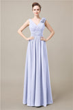 Elegant V-neck Flower A-line Floor-Length Bridesmaid Dresses