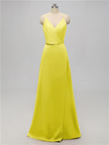 A-line V Neck Floor Length Bridesmaid Dresses