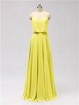 A-line Spaghetti Strap Chiffon Floor Length Bridesmaid Dresses