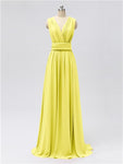 A-line Convertable V Neck Floor Length Jersey Bridesmaid Dresses