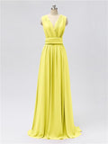 A-line Convertable V Neck Floor Length Jersey Bridesmaid Dresses