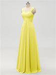 A-line Strap Chiffon Floor Length Long Bridesmaid Dresses