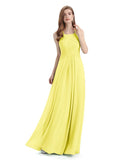 A-line Chiffon Floor-Length Long Bridesmaid Dresses