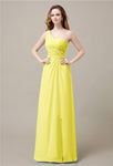 One-Shoulder A-line Sleeveless Floor-Length Bridesmaid Dresses