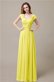 Cap Sleeves A-line Chiffon Floor-Length Bridesmaid Dresses