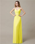 Halter Chiffon A-line Sleeveless Floor-Length Bridesmaid Dresses