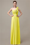 Simple A-line One-Shoulder Floor-Length Chiffon Bridesmaid Dresses