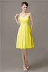 Halter A-line Chiffon Simple Backless Bridesmaid Dresses