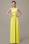 Charming One-shoulder A-line Chiffon Floor-Length Long Bridesmaid Dresses