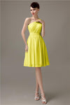 Simple A-line Chiffon One Shoulder Short Bridesmaid Dresses