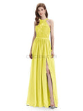 Beautiful Halter Chiffon A-line Sleeveless Floor-Length Bridesmaid Dresses