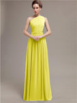 Simple One-shoulder Chiffon Long Bridesmaid Dresses