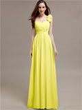 A-line One-Shoulder With Flowers Floor-Length Bridesmaid Dresses