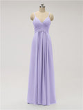 A-line Spaghetti Strap Chiffon Floor Length Bridesmaid Dresses