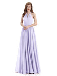 A-line Halter Simple Floor-Length Bridesmaid Dresses