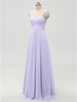 A-line Strap Chiffon Floor Length Long Bridesmaid Dresses