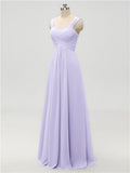 A-line Strap Chiffon Floor Length Long Bridesmaid Dresses