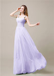 Shoulder Strap A-line Chiffon Elegant Floor-Length Bridesmaid Dresses