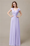 Cap Sleeves A-line Chiffon Floor-Length Bridesmaid Dresses