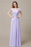 Cap Sleeves A-line Chiffon Floor-Length Bridesmaid Dresses