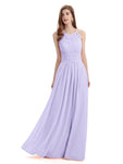 Simple Halter Chiffon Floor-Length Long Bridesmaid Dresses