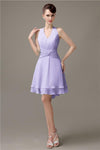 High-low Chiffon A-line Halter Short Bridesmaid Dresses