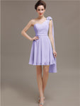 One Shoulder Chiffon Short Bridesmaid Dresses