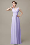 Simple A-line Chiffon V-Neck Floor-Length Long Bridesmaid Dresses