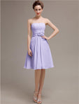 Pretty Strapless Flower Belt A-line Knee-Length Bridesmaid Dresses