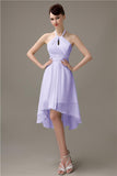 Unique A-line Halter High-Low Short Bridesmaid Dresses