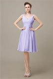 Elegant V-neck  A-line Knee-Length Bridesmaid Dresses