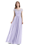 Elegant A-line Short Sleeve  Floor-Length Bridesmaid Dresses