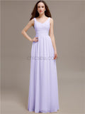 Chiffon Shoulder Strap A-line Floor-Length Bridesmaid Dresses