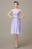 Pretty Strapless Chiffon A-line Knee-Length Bridesmaid Dresses