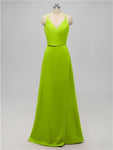 A-line V Neck Floor Length Bridesmaid Dresses