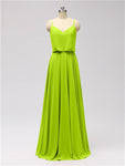 A-line Spaghetti Strap Chiffon Floor Length Bridesmaid Dresses