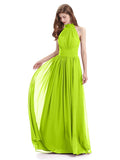 A-line Halter Elegant Chiffon Long Bridesmaid Dresses