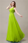 One-Shoulder A-line Beaded Chiffon Floor-Length Bridesmaid Dresses