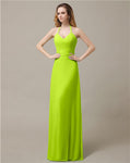 Halter Chiffon A-line Sleeveless Floor-Length Bridesmaid Dresses