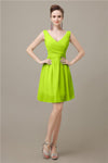 Charming V-neck Chiffon A-line Knee-Length Bridesmaid Dresses